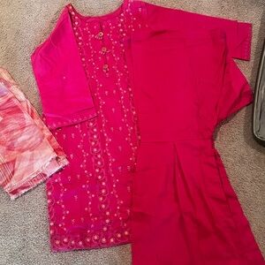 Vibrant Pink Embroidered Dress gharara